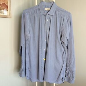 Burberry Men's Light Blue Micro-Stripe Dress Shirt
